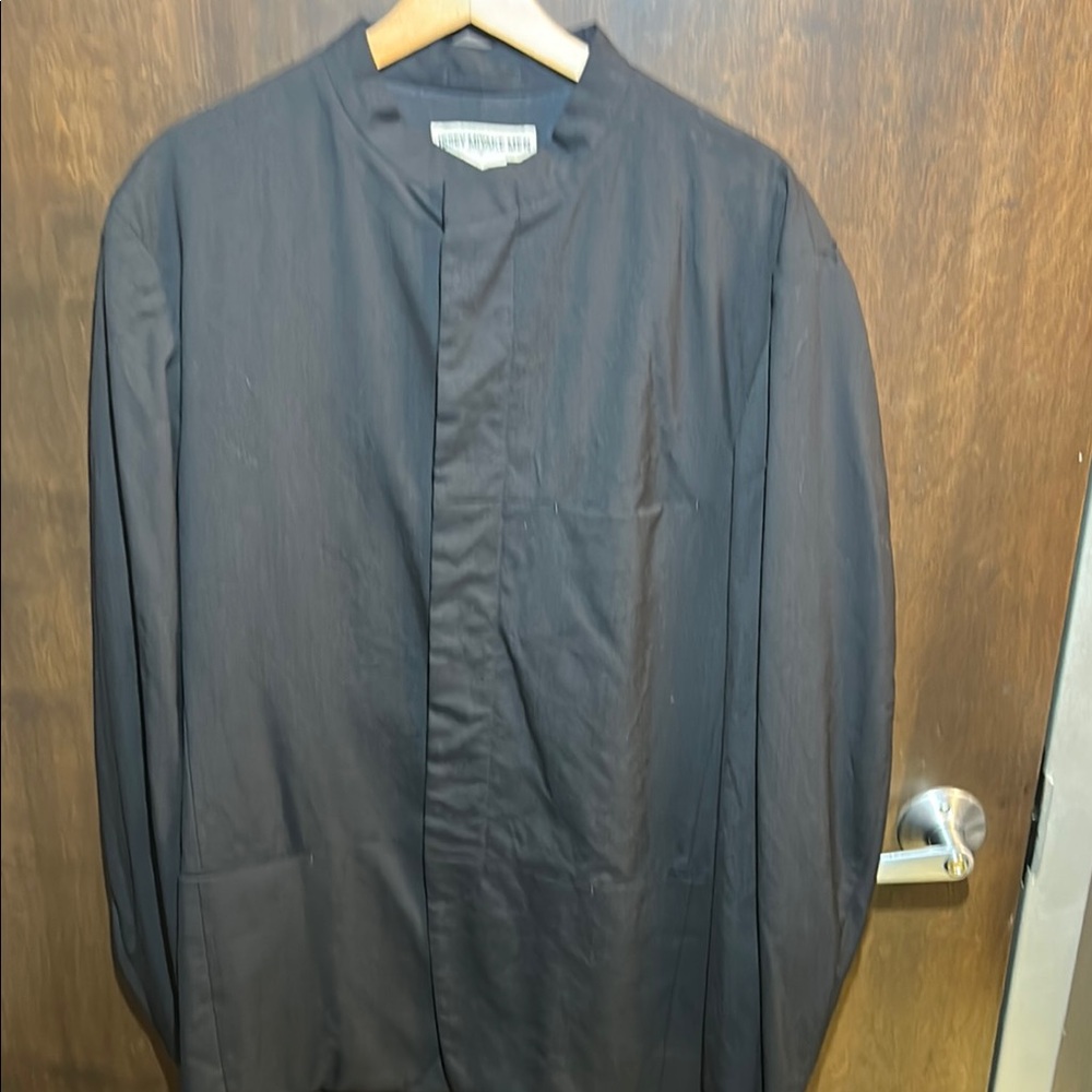 Issey Miyake Black Lightweight Shirt Jacket with Stand-Up Collar